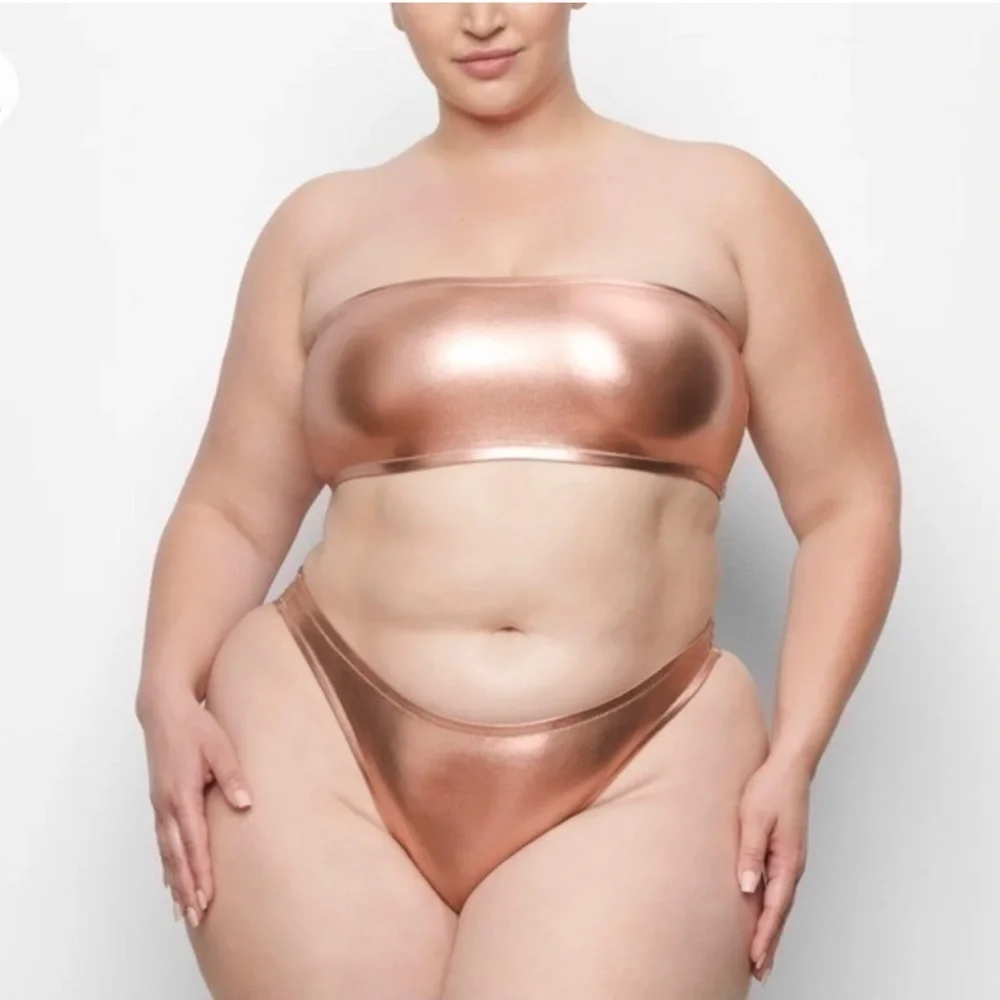 Skims Metallic Swim Dipped Mid Waist Bottoms